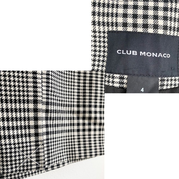 Club Monaco Black White Check Ginghams Double Breasted Collarless Blazer Jacket - Picture 12 of 13